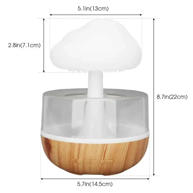 2026 New Upgrade Rain Cloud Humidifier Rain Colorful Mushroom Cloud Raindrop Atmosphere Lamp Night Light Essential Oil Small Aro