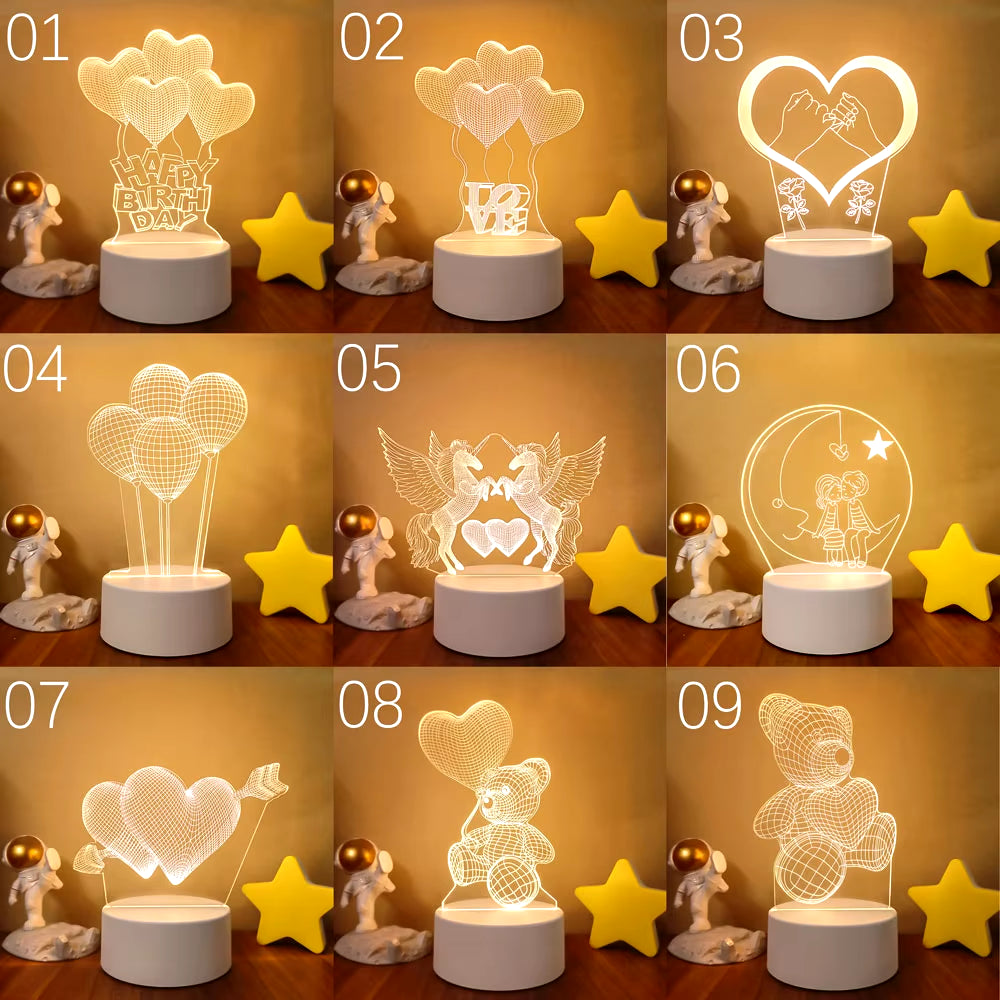 3D LED Lamp Creative 3D LED Night Lights Novelty Illusion Night Lamp 3D Illusion Table Lamp for Home Decorative Light